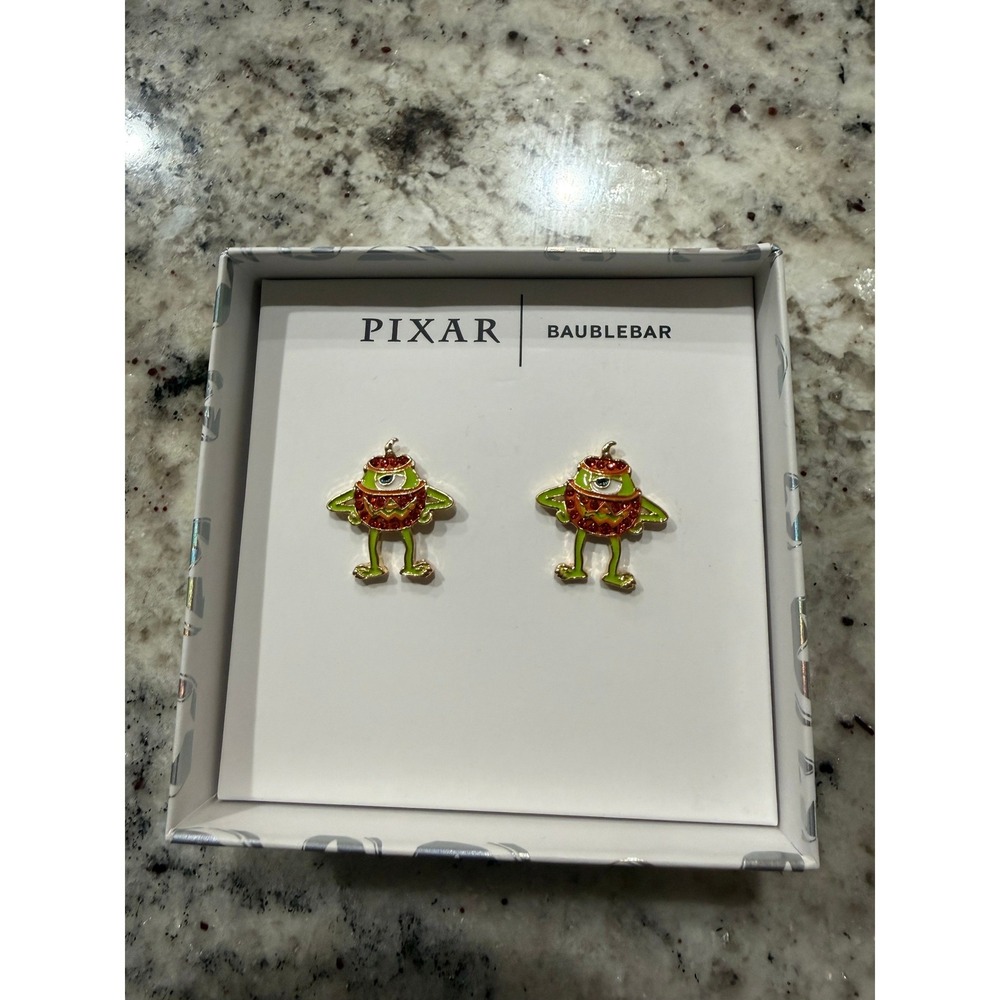 Disney Pixar BaubleBar Mike Wazowski Pumpkin Halloween Stud Earrings Monsters